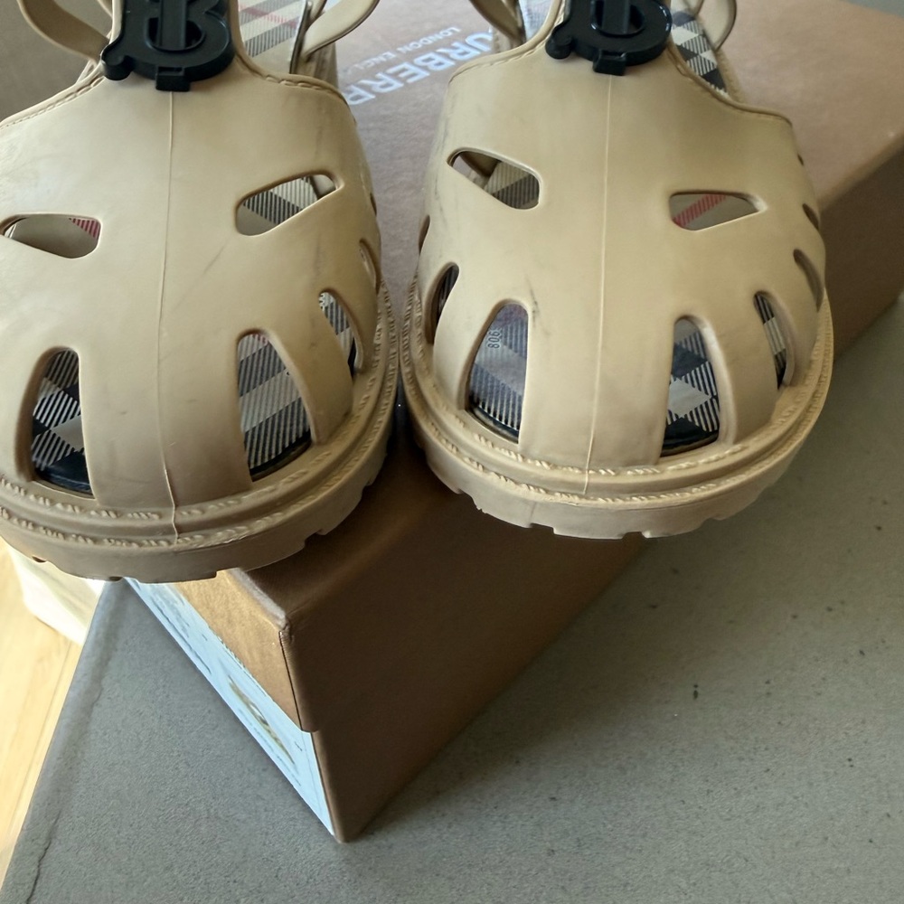 Burberry Kids Tan Logo Clog Sandals - Picture 4 of 12